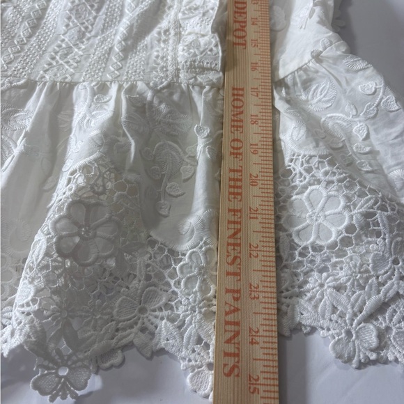 Anna Sui x Inc. White Cotton Embroidered w/ Lace & 3D Flowers. Modest, Feminine - Picture 9 of 16